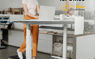Office Lady Utilizing Urevo Spacewalk E1 Treadmill Under Desk