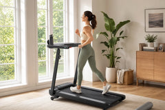 Walking toward 15,000 steps on a UREVO treadmill