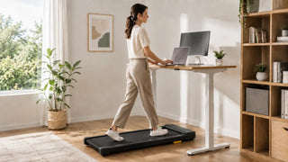 Woman walking on an under-desk walking pad
