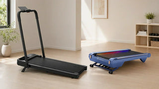 UREVO Strol 2E treadmill and CyberPad incline walking pad side by side