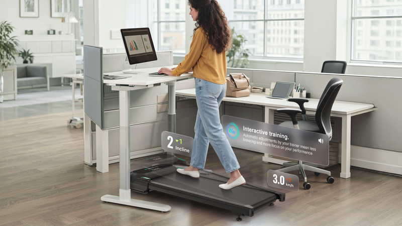 Exercising by running in the office