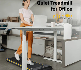 Office Lady Utilizing Urevo Spacewalk E1 Treadmill Under Desk