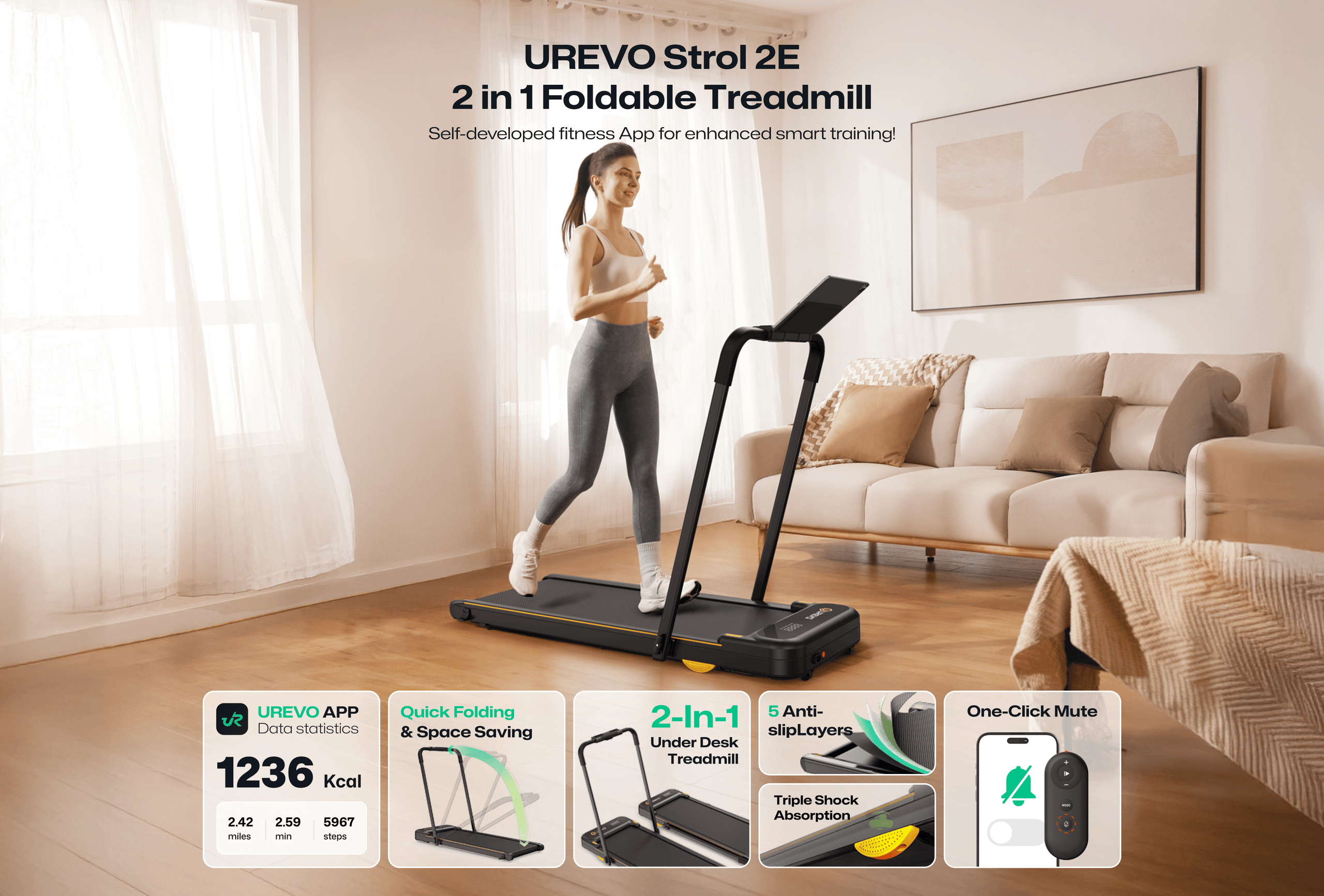 Urevo Strol 2E 2-in-1 Treadmill