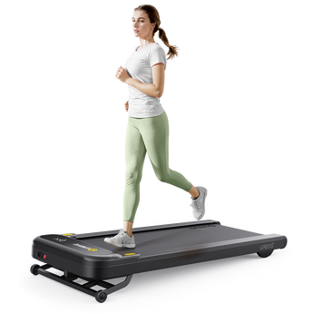 UREVO SpaceWalk 3S Smart Walking Pad - Woman running on indoor treadmill