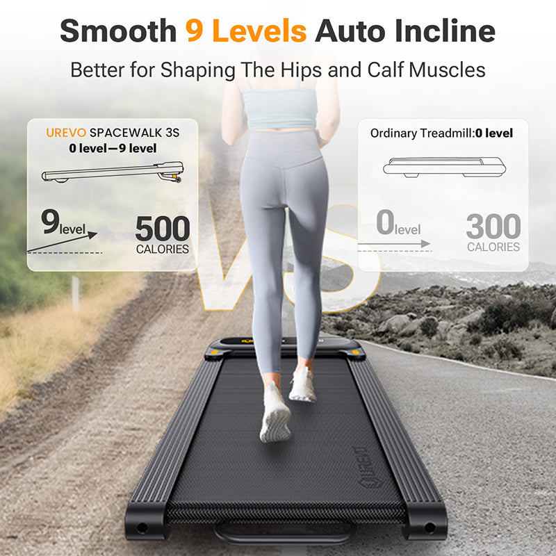 Tapis De Course Pliable UREVO - 3-en-1, 10 Km/h Max, Pliable, écran LED